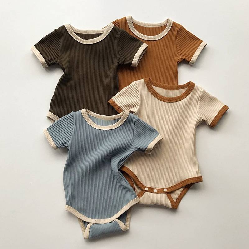 Baby Bodysuit Unisex Short Sleeves 100% Cotton Newborn Clothes Rompers Pajamas Plain Girls Boys Clothing Casual Ready To Ship